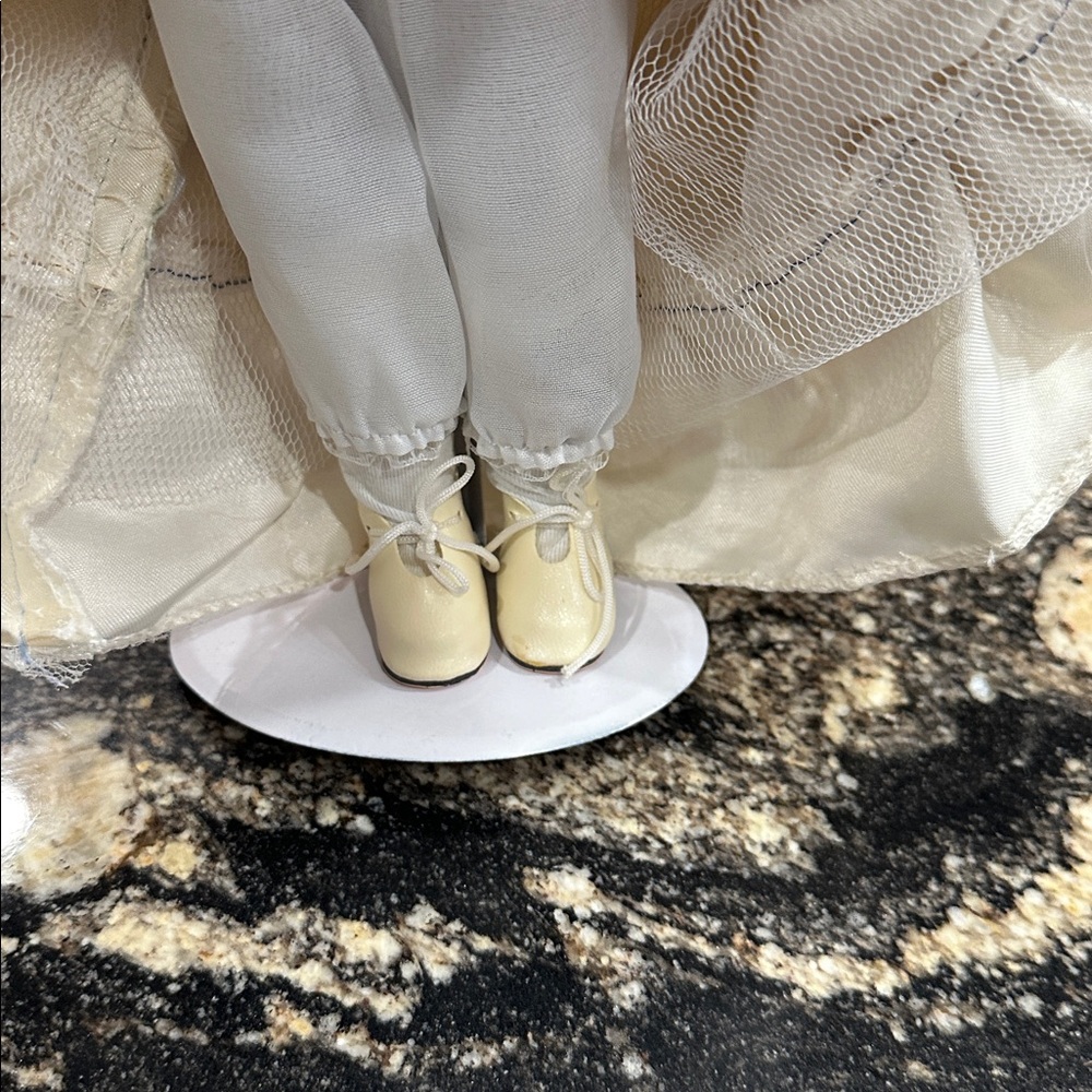 Porcelain Victorian-Style Doll in Cream and Brown - Picture 6 of 6